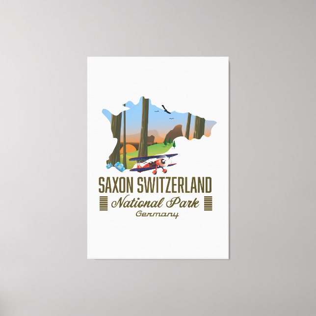 Lienzo Mapa del Parque Nacional Suiza Saxon (Anverso)