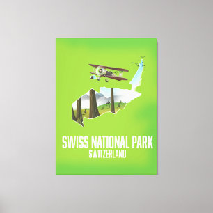 Lienzo Mapa del Parque Nacional Suizo, Suiza