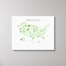 Lienzo Mapa del Parque Nacional Verde Nursera de Woodland