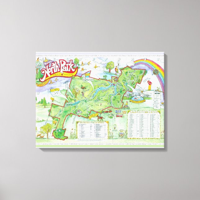 Lienzo Mapa del Parque Norte - Condado de Allegheny, Pitt (Anverso)