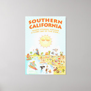 Lienzo Mapa del Personalizado del Sur de California