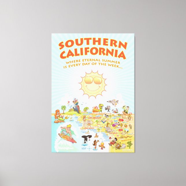 Lienzo Mapa del Personalizado del Sur de California (Anverso)