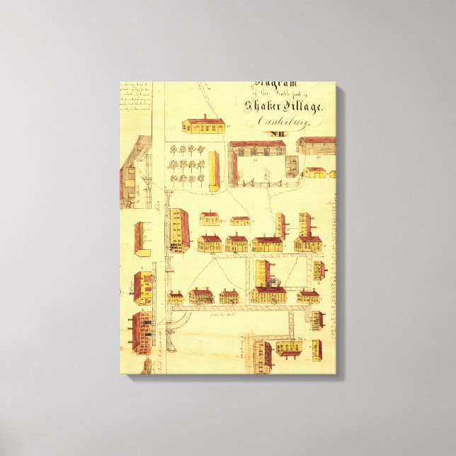 LIENZO MAPA DEL PUEBLO SHAKER, 1849 (Anverso)