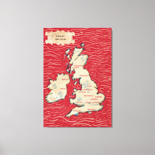 Lienzo Mapa del Reino Unido Póster Vintage