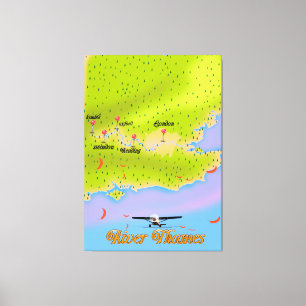 Lienzo Mapa del río Támesis Londres Inglaterra