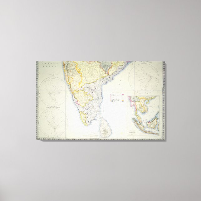 Lienzo Mapa del sur de India británico, 1872 (Anverso)