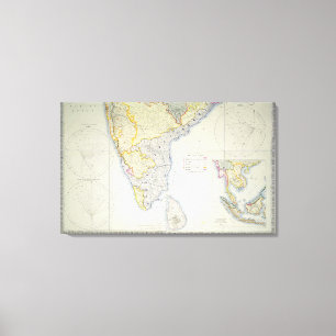 Lienzo Mapa del sur de India británico, 1872