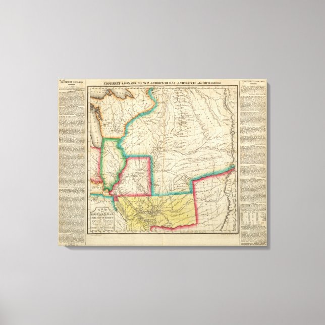 Lienzo Mapa Del Territorio De Arkansas (Anverso)