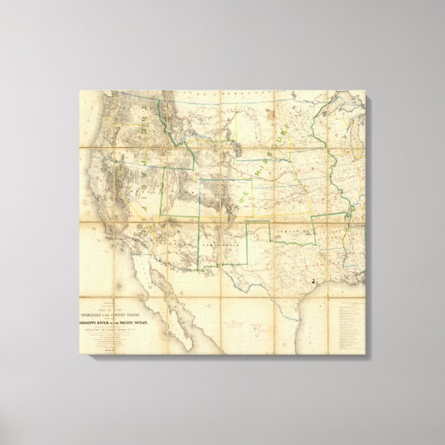 Lienzo Mapa Del Territorio De Los Estados Unidos (Anverso)