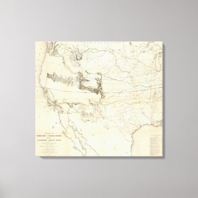 Lienzo Mapa Del Territorio De Los Estados Unidos 2 (Anverso)