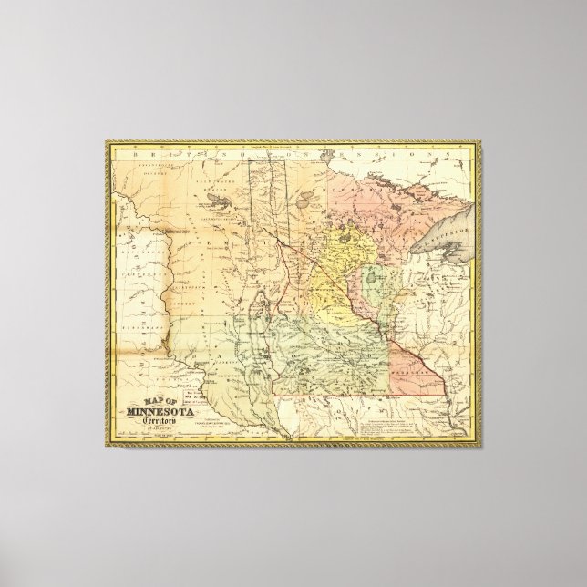 Lienzo Mapa del Territorio de Minnesota (1852) (Anverso)
