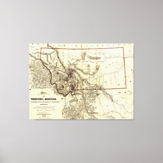 Lienzo Mapa del Territorio de Montana (1865) (Anverso)