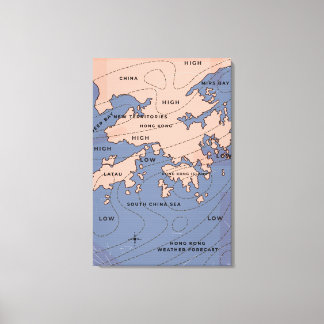 Lienzo Mapa del tiempo antiguo de Hong Kong