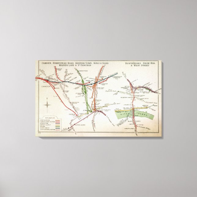 Lienzo Mapa del transporte de Londres, c.1915 (Anverso)