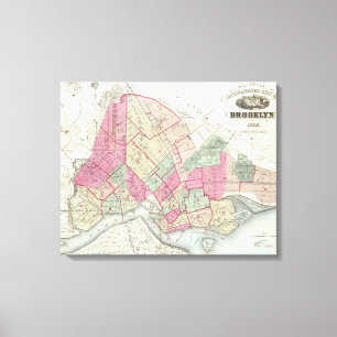 Lienzo Mapa del vintage de Brookyln (1868)