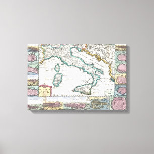 Lienzo Mapa del vintage de Italia (1706)
