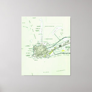 Lienzo Mapa del vintage de Key West la Florida (1943)
