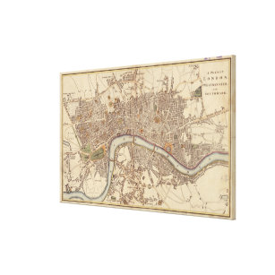 Lienzo Mapa del vintage de Londres Inglaterra (1807)