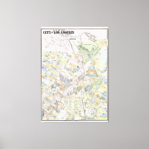 Lienzo Mapa del vintage de Los Ángeles CA (1884)
