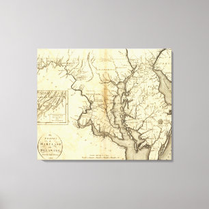 Lienzo Mapa del vintage de Maryland (1796)