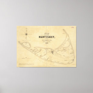 Lienzo Mapa del vintage de Nantucket (1838)