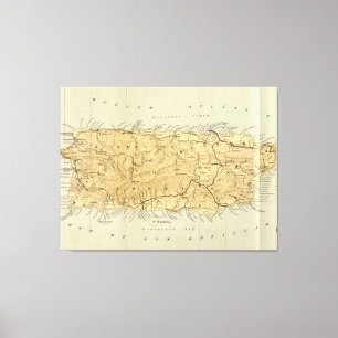 Lienzo Mapa del vintage de Puerto Rico (1898)