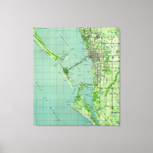 Lienzo Mapa del vintage de Sarasota la Florida (1944)