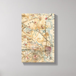 Lienzo Mapa del vintage de Virginia del noreste (1862)