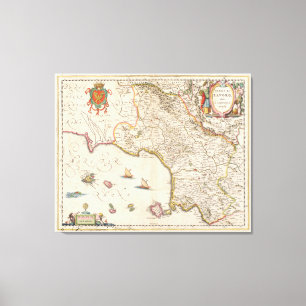 Lienzo Mapa del vintage del Campania Italia (1662)