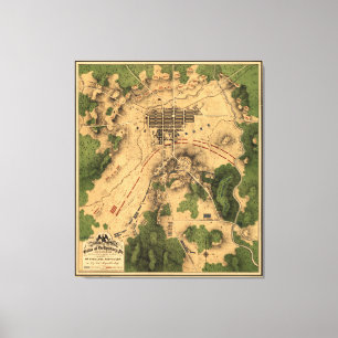 Lienzo Mapa del vintage del campo de batalla de