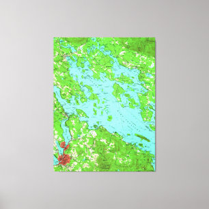Lienzo Mapa del vintage del lago Winnipesaukee (1956)