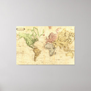 Lienzo Mapa del vintage del mundo (1831)