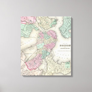 Lienzo Mapa del vintage del puerto de Boston (1857)