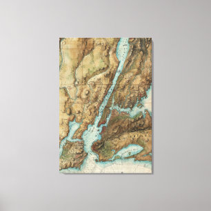 Lienzo Mapa del vintage del puerto de Nueva York (1864)