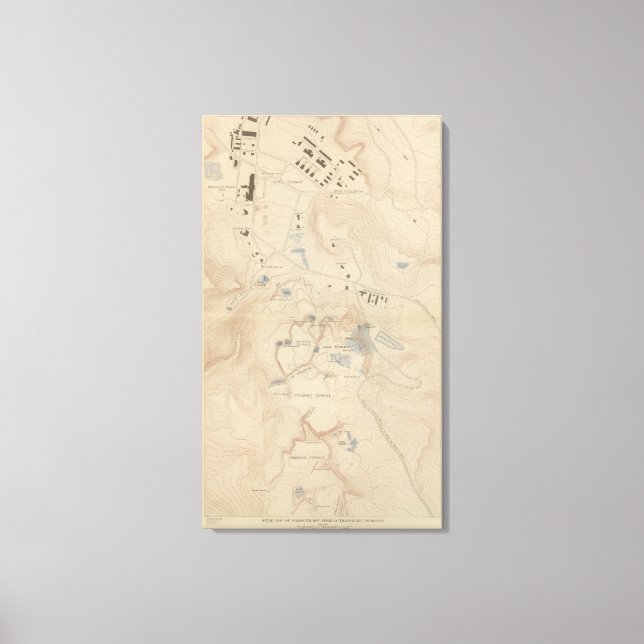 Lienzo Mapa detallado de las aguas termales de mamut (Anverso)