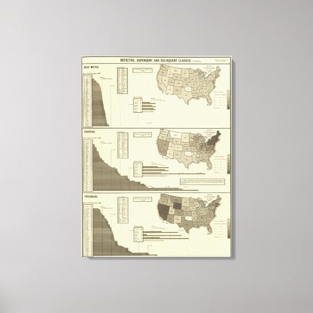 Lienzo Mapa estadístico de personas sordas, Paupers, Pris (Anverso)