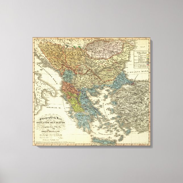 Lienzo Mapa etnográfico del Imperio Otomano (Anverso)