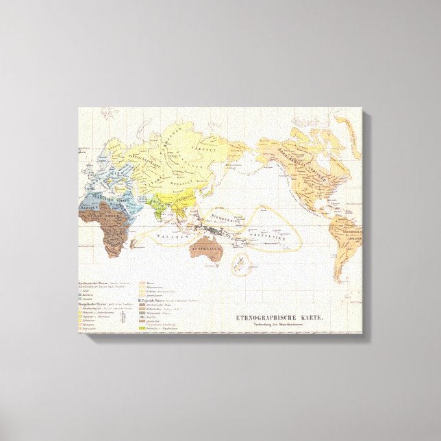 Lienzo Mapa etnográfico del mundo (Anverso)