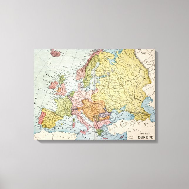 LIENZO MAPA: EUROPA, 1885 (Anverso)