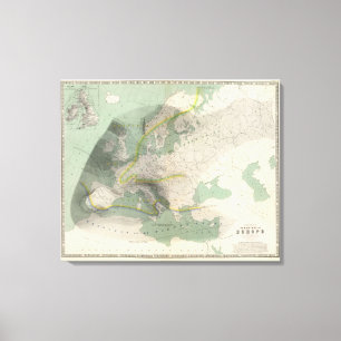 Lienzo Mapa Europa de Hyetographic
