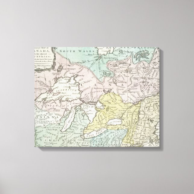 Lienzo Mapa exacto de Canadá, 1761 (Anverso)