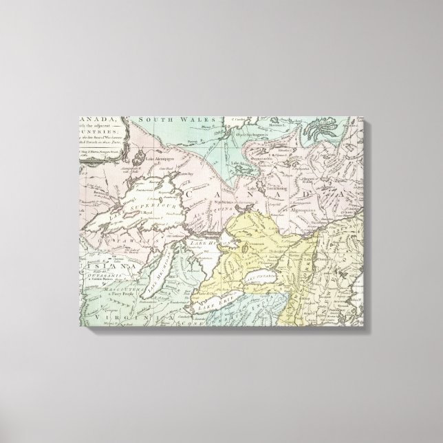 Lienzo Mapa exacto de Canadá, 1761 (Anverso)