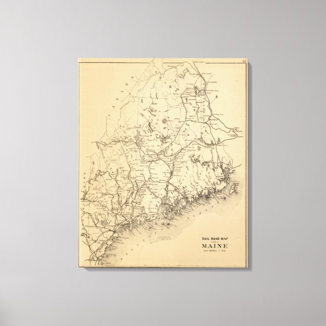 Lienzo Mapa ferroviario de Maine (Anverso)