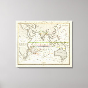 Lienzo Mapa físico de los mares indios