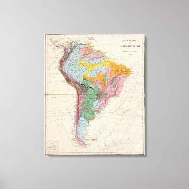 Lienzo Mapa físico de Sudamérica (Anverso)