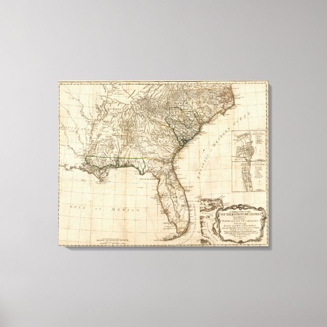 Lienzo Mapa general de las colonias británicas del sur (Anverso)