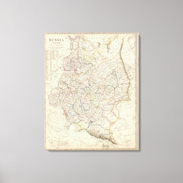 Lienzo Mapa general de Rusia en Europa (Anverso)
