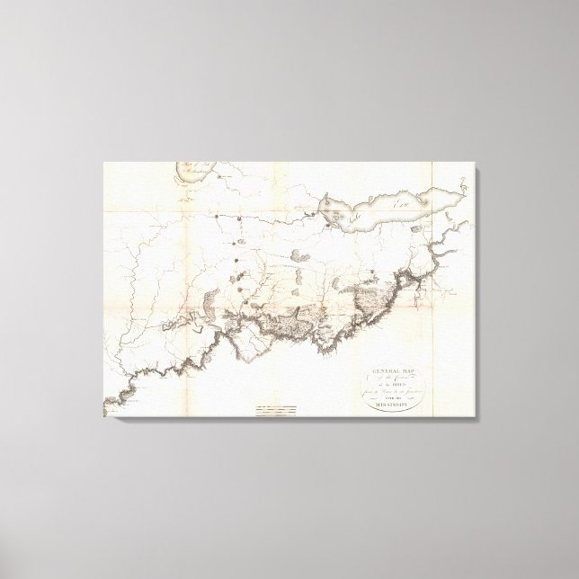 Lienzo Mapa general del curso del Ohio (Anverso)