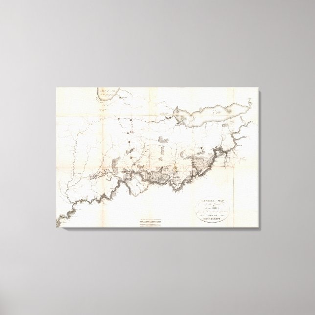 Lienzo Mapa general del curso del Ohio (Anverso)