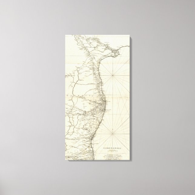 Lienzo Mapa geográfico de la India (Anverso)